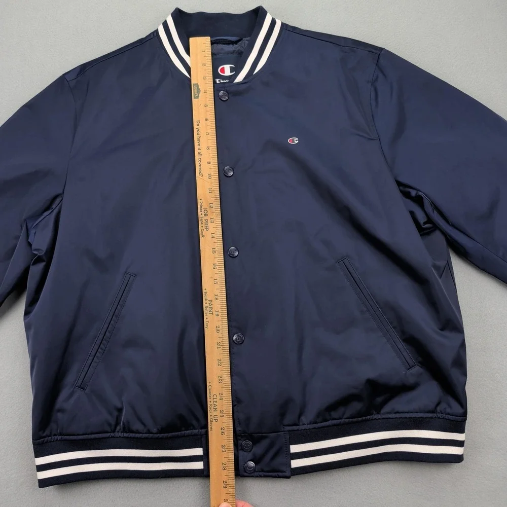 Champion Jacket Mens 2XL Navy‎ Varsity Water Resistant Quilted Lined Bomber